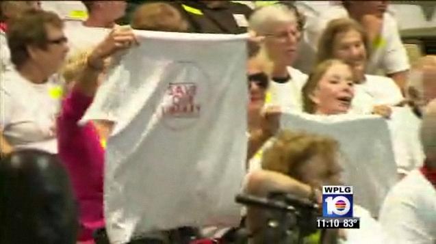 Galt Mile Library Supporters Preparing to Raise White t-shirt Wall at Final 2010 Budget Meeting