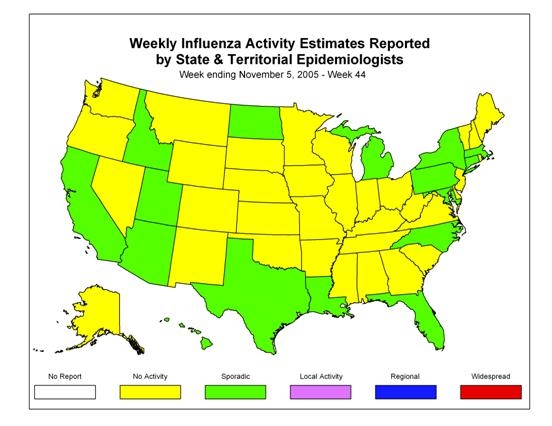 U.S. Map of Influenza in November