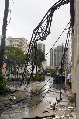 Mangled Crane Arm Dangling from Mikvah Roof