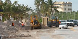 Sand Piled up on A1A being Returned to Fort Lauderdale Beach
