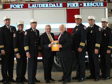 City Manager Lee Feldman & Fire Rescue disply Award