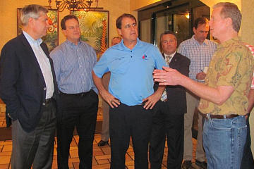 Senator Sheldon Whitehouse, City Commissioner Romney Rogers, Mayor Jack Seiler and Broward Commissioner Chip LaMarca listening to Broward Commissioner Tim Ryan
