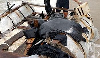Raft of Wooden Planks and Inner Tube Pontoons