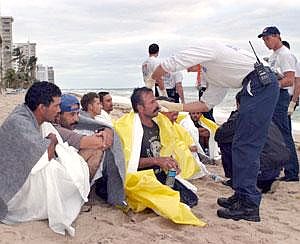 Emergency Medical Techs Check Cuban Migrants