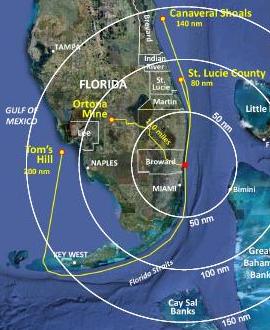 Search for Sand includes the Ortona Mine, Tom's Hill, Canaveral Shoals, the Bahamas, etc