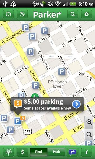 Parker shows location of $5 parking lot