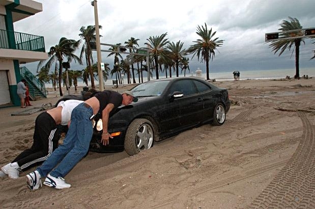 Intersection of Las Olas and A1a Covered With Sand